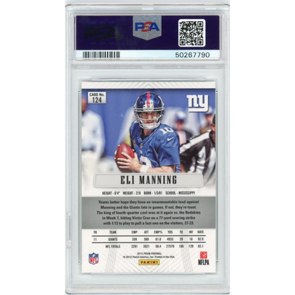 Graded 2012 Panini Prizm Eli Manning #124 Football Card PSA 10 Gem Mint | PSA 10 Gem Mint Graded Football Card | vintageantiquesgifts.com