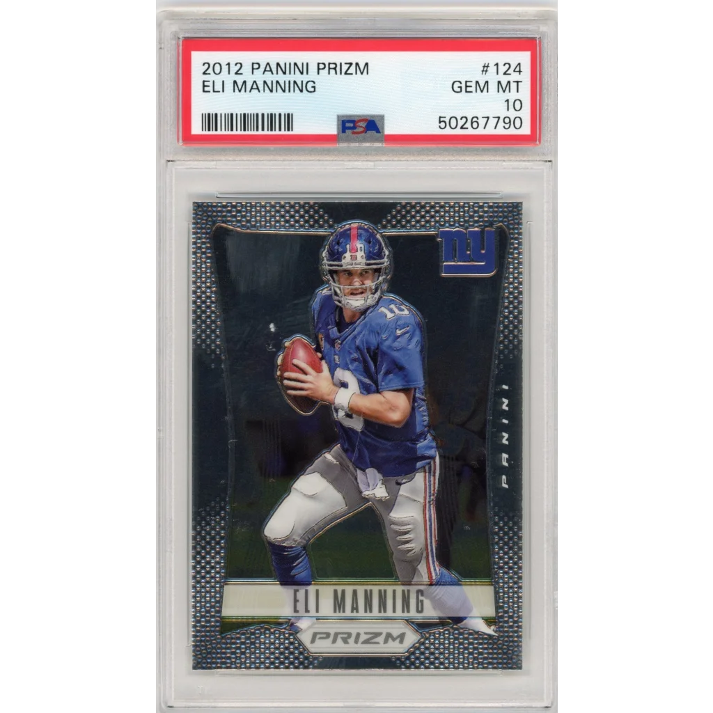 Graded 2012 Panini Prizm Eli Manning #124 Football Card PSA 10 Gem Mint | Hall of Fame Sports Memorabilia | vintageantiquesgifts.com