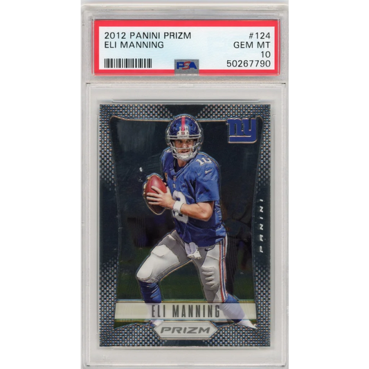 Graded 2012 Panini Prizm Eli Manning #124 Football Card PSA 10 Gem Mint | Hall of Fame Sports Memorabilia | vintageantiquesgifts.com