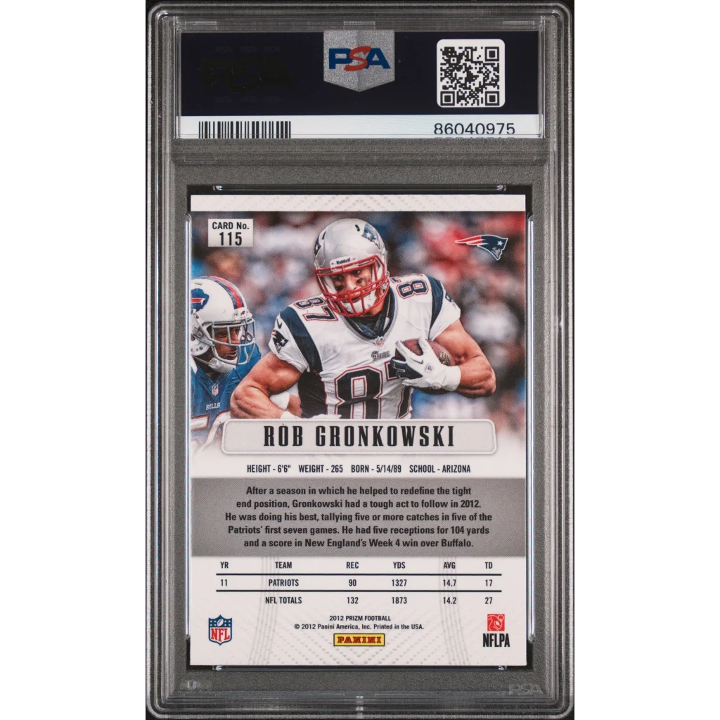 PSA graded 2012 Panini Prizm Rob Gronkowski football trading card