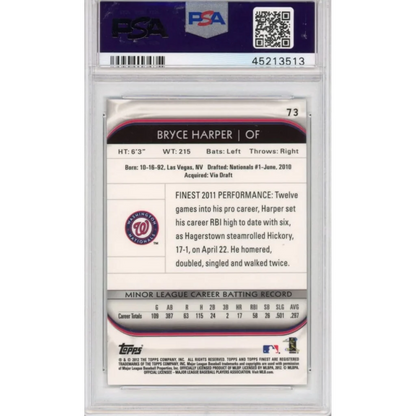Graded PSA 10 Gem Mint 2012 Topps Finest Bryce Harper Rookie Card image