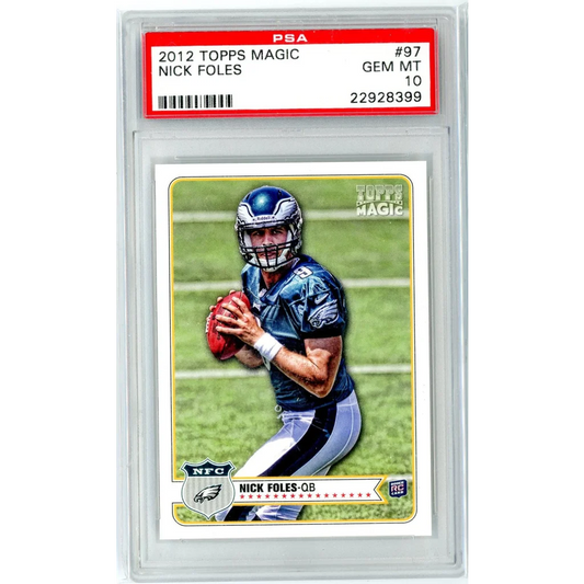 Graded 2012 Topps Magic Nick Foles #97 Rookie RC Football Card PSA 10 Gem Mint | Hall of Fame Sports Memorabilia | vintageantiquesgifts.com