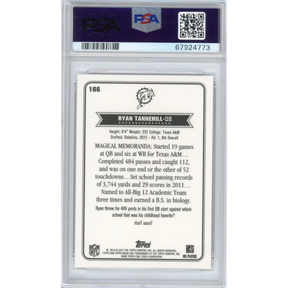 PSA 10 Graded 2012 Topps Magic Ryan Tannehill Rookie RC Football Card