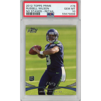 Graded 2012 Topps Prime Russell Wilson #78 No Stand Retail Rookie RC Football Card PSA 10 Gem Mint | Hall of Fame Sports Memorabilia | vintageantiquesgifts.com