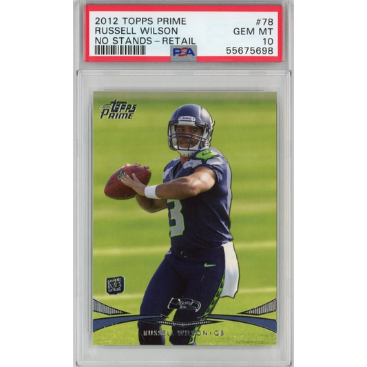Graded 2012 Topps Prime Russell Wilson #78 No Stand Retail Rookie RC Football Card PSA 10 Gem Mint | Hall of Fame Sports Memorabilia | vintageantiquesgifts.com