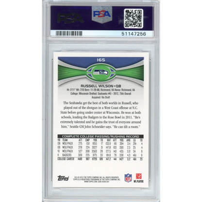Graded 2012 Topps Russell Wilson #165 Passing Stands Visible Rookie RC Football Card PSA 10 Gem Mint | PSA 10 Gem Mint Graded Rookie Card | vintageantiquesgifts.com