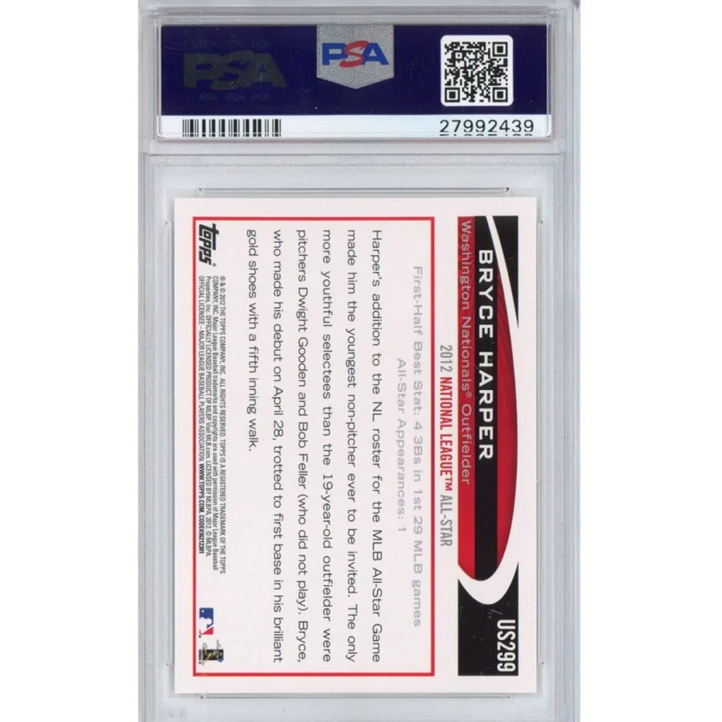 Graded Bryce Harper 2012 Topps Update Rookie Card in protective slab by professional sports authenticator