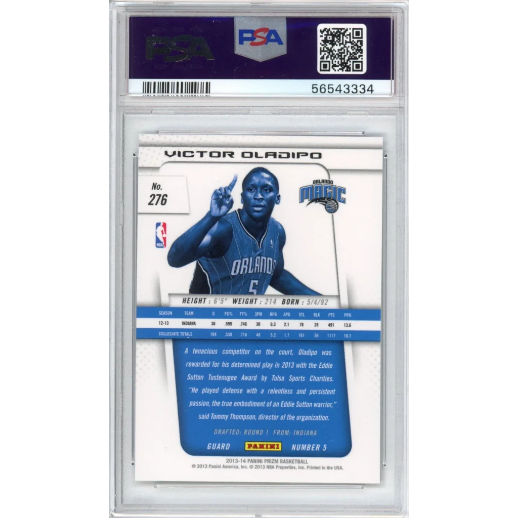 Graded 2013-14 Panini Prizm Victor Oladipo #276 Rookie RC Basketball Card PSA 10 Gem Mint | PSA 10 Gem Mint Graded Rookie Card | vintageantiquesgifts.com