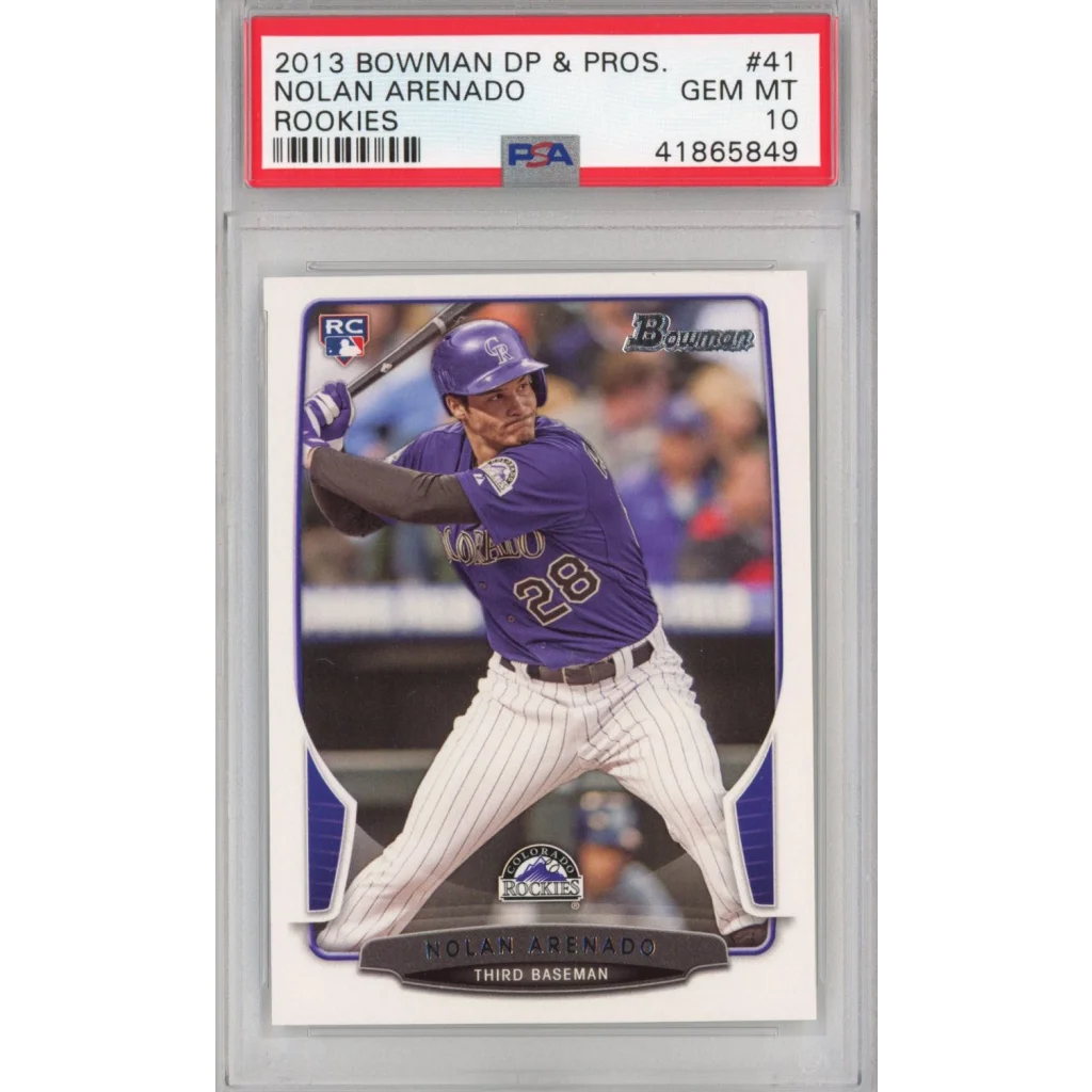 Gem Mint 10 Nolan Arenado 2013 Bowman Rookie Card in PSA holder