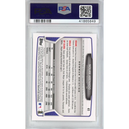 PSA Gem Mint 10 Nolan Arenado 2013 Bowman Rookie Card baseball card image