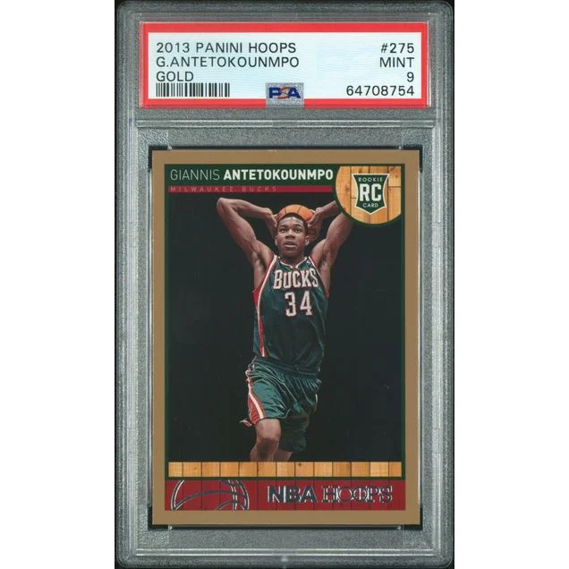 Graded 2013 Panini Hoops Giannis Antetokounmpo #275 Gold Rookie RC Basketball Card PSA 9 Mint | Hall of Fame Sports Memorabilia | vintageantiquesgifts.com