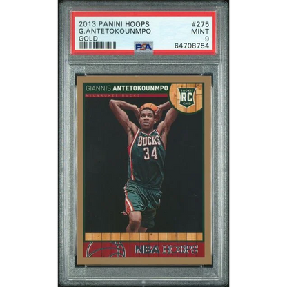 Graded 2013 Panini Hoops Giannis Antetokounmpo #275 Gold Rookie RC Basketball Card PSA 9 Mint | Hall of Fame Sports Memorabilia | vintageantiquesgifts.com