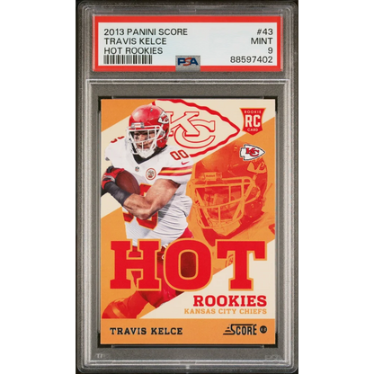 Graded PSA 9 Mint 2013 Panini Score Travis Kelce #43 Hot Rookies RC Card