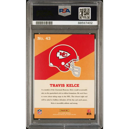 Graded 2013 Panini Score Travis Kelce #43 RC PSA 9 Chiefs helmet card