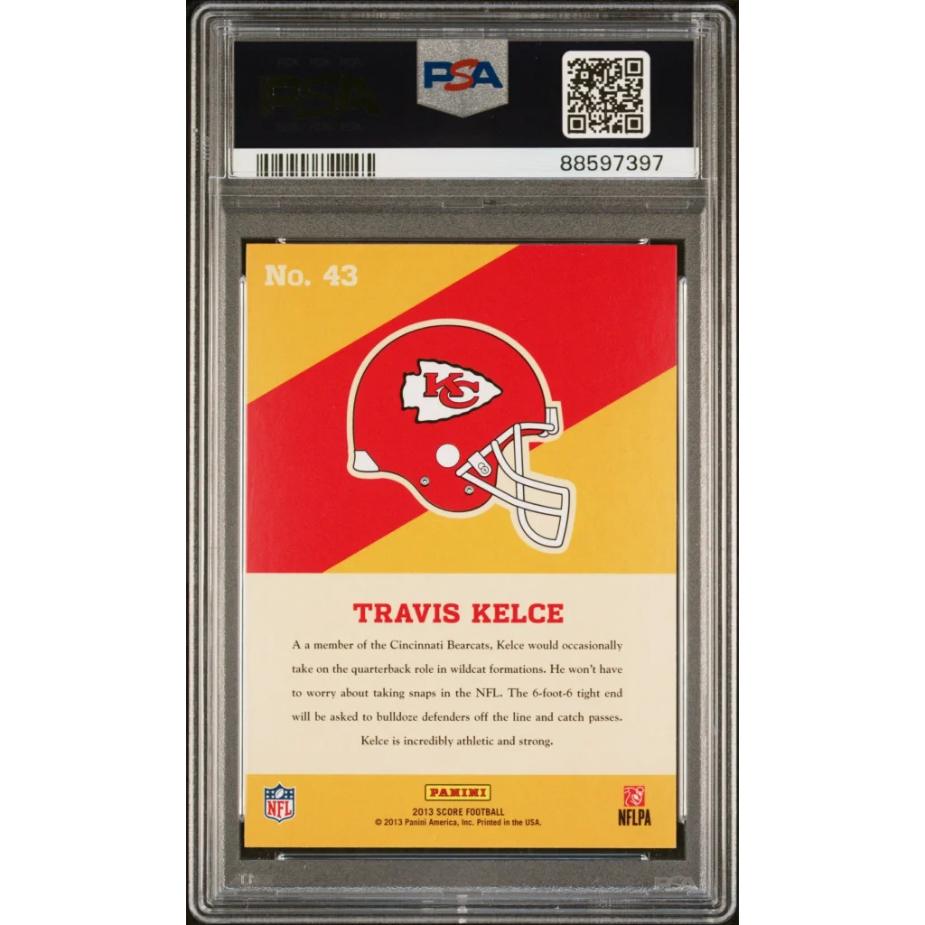 Graded 2013 Panini Score Travis Kelce #43 Hot Rookies Retail Rookie RC Football Card PSA 9 Mint | PSA 9 Mint Graded Rookie Card | vintageantiquesgifts.com