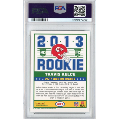 Graded 2013 Panini Score Travis Kelce #431 Rookie RC Football Card PSA 10 Gem Mint | PSA 10 Gem Mint Graded Rookie Card | vintageantiquesgifts.com