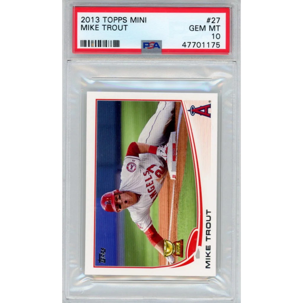 Graded 2013 Topps Mini Mike Trout baseball card in PSA case for collectors