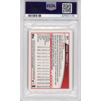 A graded 2013 Topps Mini Mike Trout baseball card in PSA holder