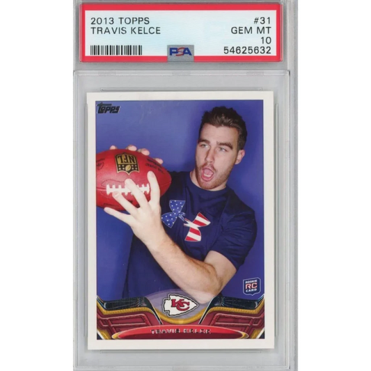 Graded 2013 topps travis kelce 31 rookie rc football card encased in psa 10 gem mint protective slab