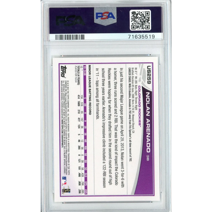 Nolan Arenado 2013 Topps rookie baseball card graded by PSA in protective case