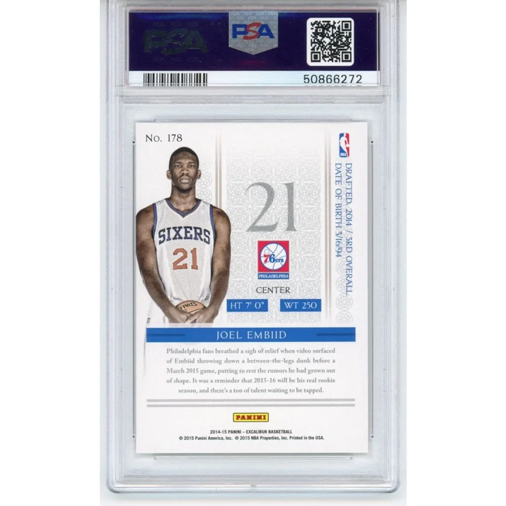 PSA 10 Graded 2014-15 Panini Excalibur Joel Embiid #178 Rookie Card