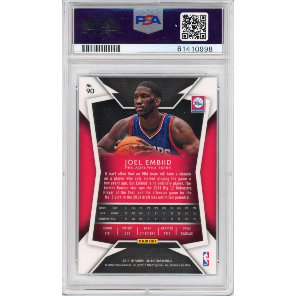 Graded PSA 10 2014-15 Panini Select Joel Embiid #90 Rookie Card