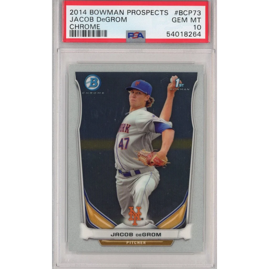 Graded 2014 Bowman Chrome Prospects Jacob DeGrom #BCP73 Rookie RC Baseball Card PSA 10 Gem Mint | Hall of Fame Sports Memorabilia | vintageantiquesgifts.com