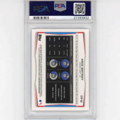 Kris Bryant 2014 Bowman Chrome rookie card PSA graded on display