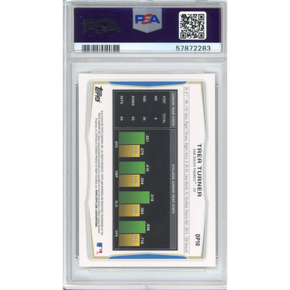 PSA Graded 2014 Bowman Draft Trea Turner Baseball Card with college junior year stats