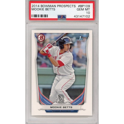Graded 2014 Bowman Prospects Mookie Betts Rookie PSA 10 Gem Mint card