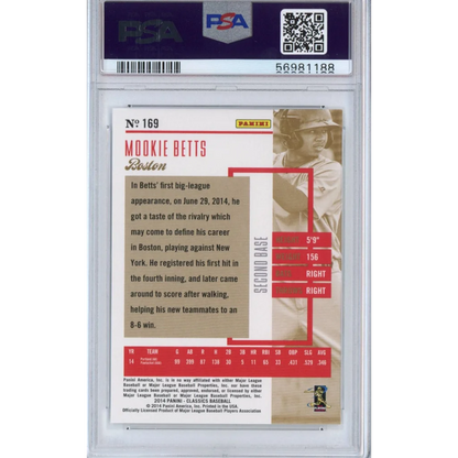 Graded PSA 10 gem mint 2014 Panini Classics Mookie Betts rookie RC card