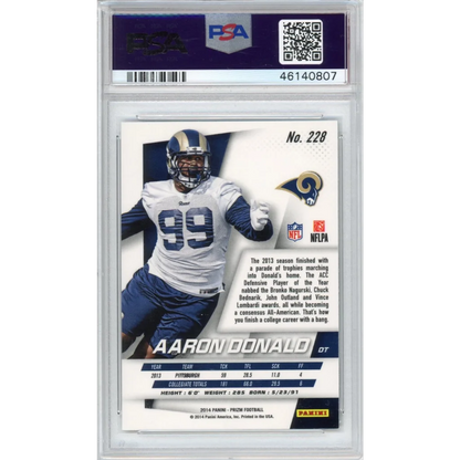 Graded PSA 9 2014 Panini Prizm Aaron Donald #228 Rookie RC Card