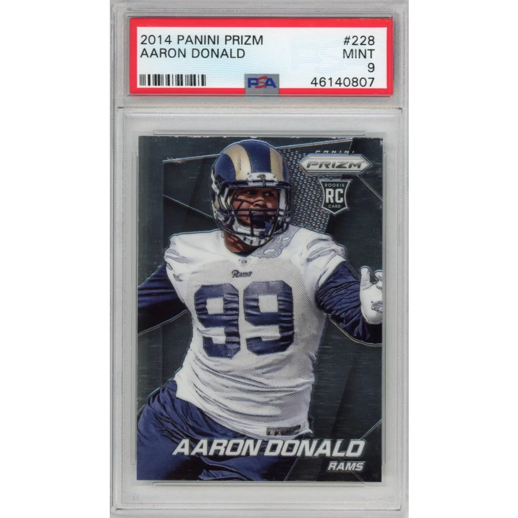 Graded PSA 9 2014 Panini Prizm Aaron Donald #228 Rookie Card Rams Jersey