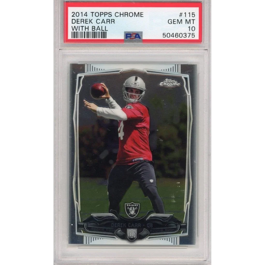 Graded PSA 10 Gem Mint 2014 Topps Chrome Derek Carr Rookie Card #115
