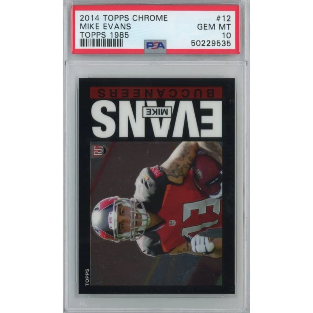 PSA graded Mike Evans 2014 Topps Chrome rookie card from professional sports authenticator
