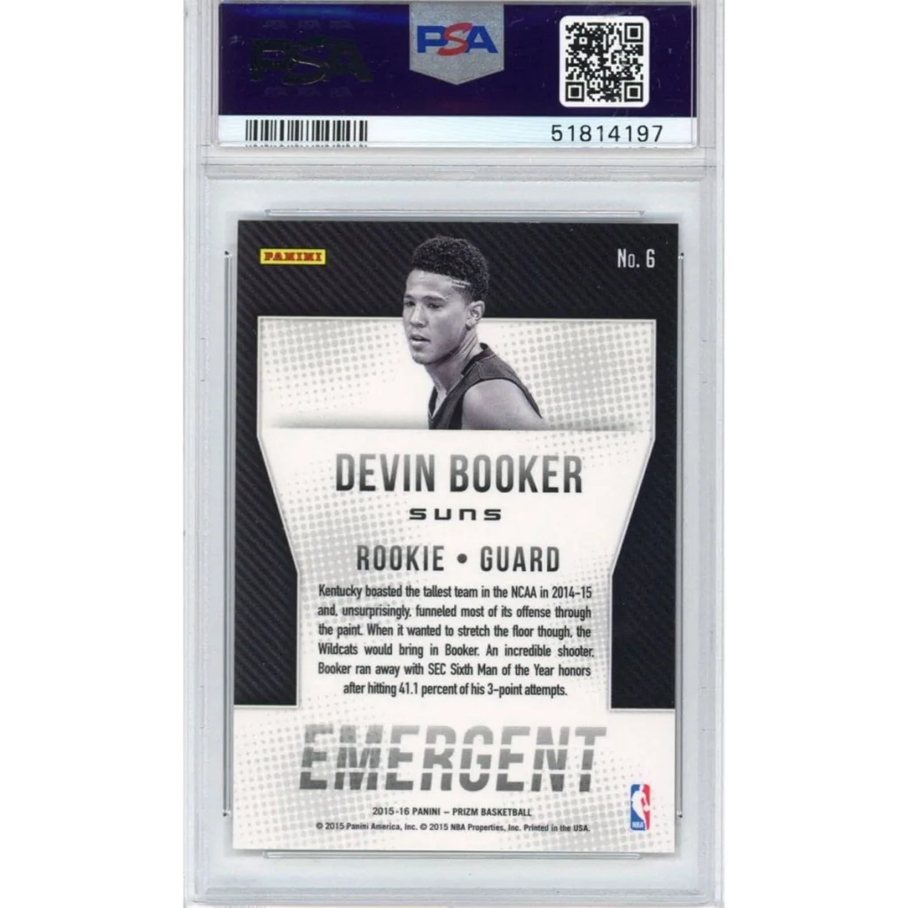 PSA Graded Devin Booker 2015 Panini Prizm Emergent Rookie Card basketball