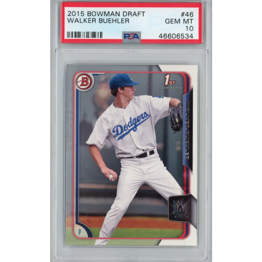 Graded 2015 Bowman Draft Walker Buehler #46 Rookie RC Baseball Card PSA 10 Gem Mint | Hall of Fame Sports Memorabilia | vintageantiquesgifts.com