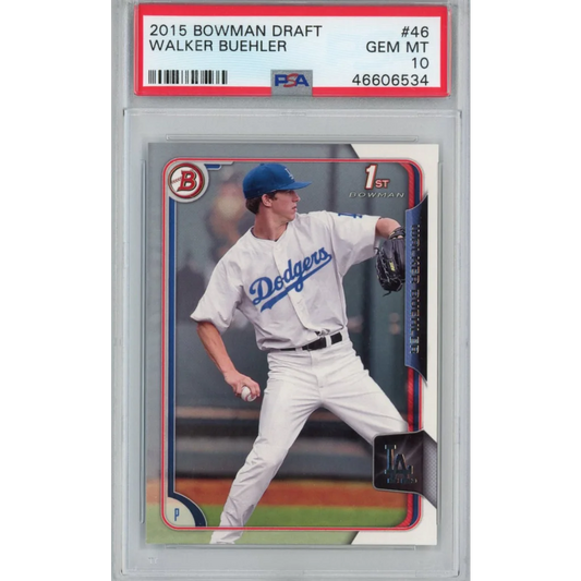 Graded 2015 Bowman Draft Walker Buehler #46 Rookie RC Baseball Card PSA 10 Gem Mint | Hall of Fame Sports Memorabilia | vintageantiquesgifts.com