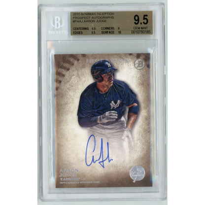 Graded 2015 Bowman Inception Aaron Judge PAAJ Prospect Autographs Rookie RC Baseball Card BGS 9.5 10 Auto Grade Gem Mint | Hall of Fame Sports Memorabilia | vintageantiquesgifts.com