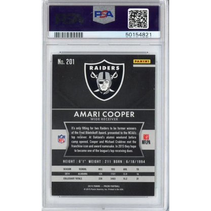 Graded 2015 Panini Prizm Amari Cooper #201 Rookie RC PSA 10 Gem Mint Card