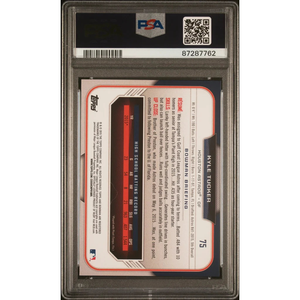 PSA 10 Graded 2015 Topps Bowman Draft Kyle Tucker #75 Rookie Card