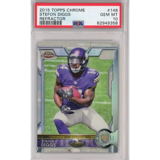 Graded 2015 Topps Chrome Stefon Diggs #148 Refractor Rookie RC Football Card PSA 10 Gem Mint | Hall of Fame Sports Memorabilia | vintageantiquesgifts.com