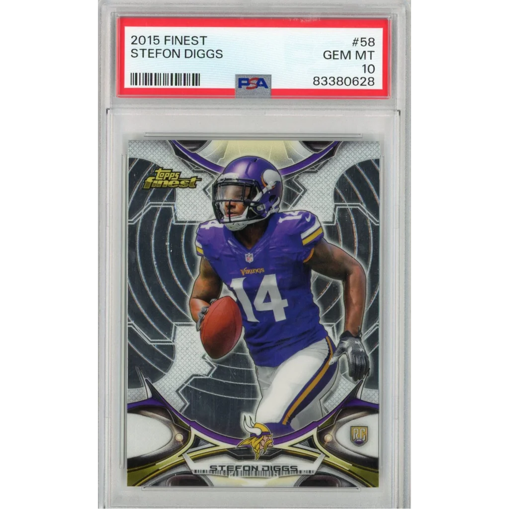 Graded 2015 Topps Finest Stefon Diggs #58 Rookie RC Football Card PSA 10 Gem Mint | Hall of Fame Sports Memorabilia | vintageantiquesgifts.com