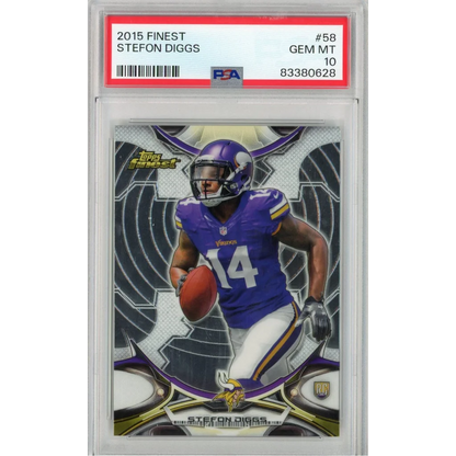 Graded 2015 Topps Finest Stefon Diggs #58 Rookie RC Football Card PSA 10 Gem Mint | Hall of Fame Sports Memorabilia | vintageantiquesgifts.com