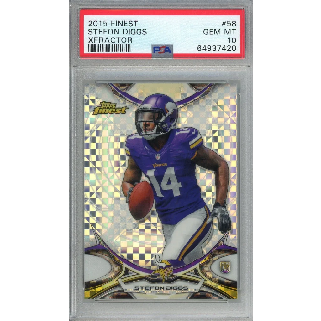 2015 Topps Finest Stefon Diggs X-Fractor Rookie Card PSA GEM MT 10