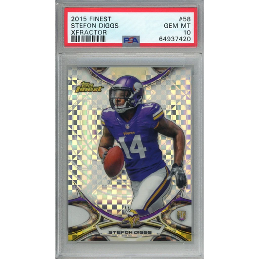 2015 Topps Finest Stefon Diggs X-Fractor Rookie Card PSA GEM MT 10