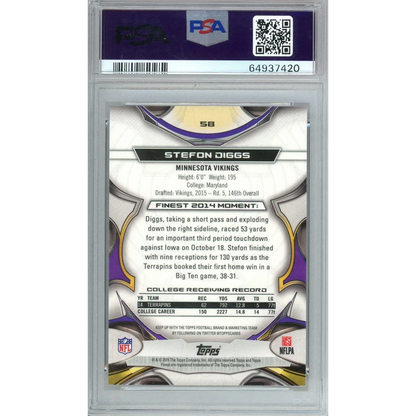PSA 10 Graded 2015 Topps Finest Stefon Diggs X-Fractor Rookie Vikings Card