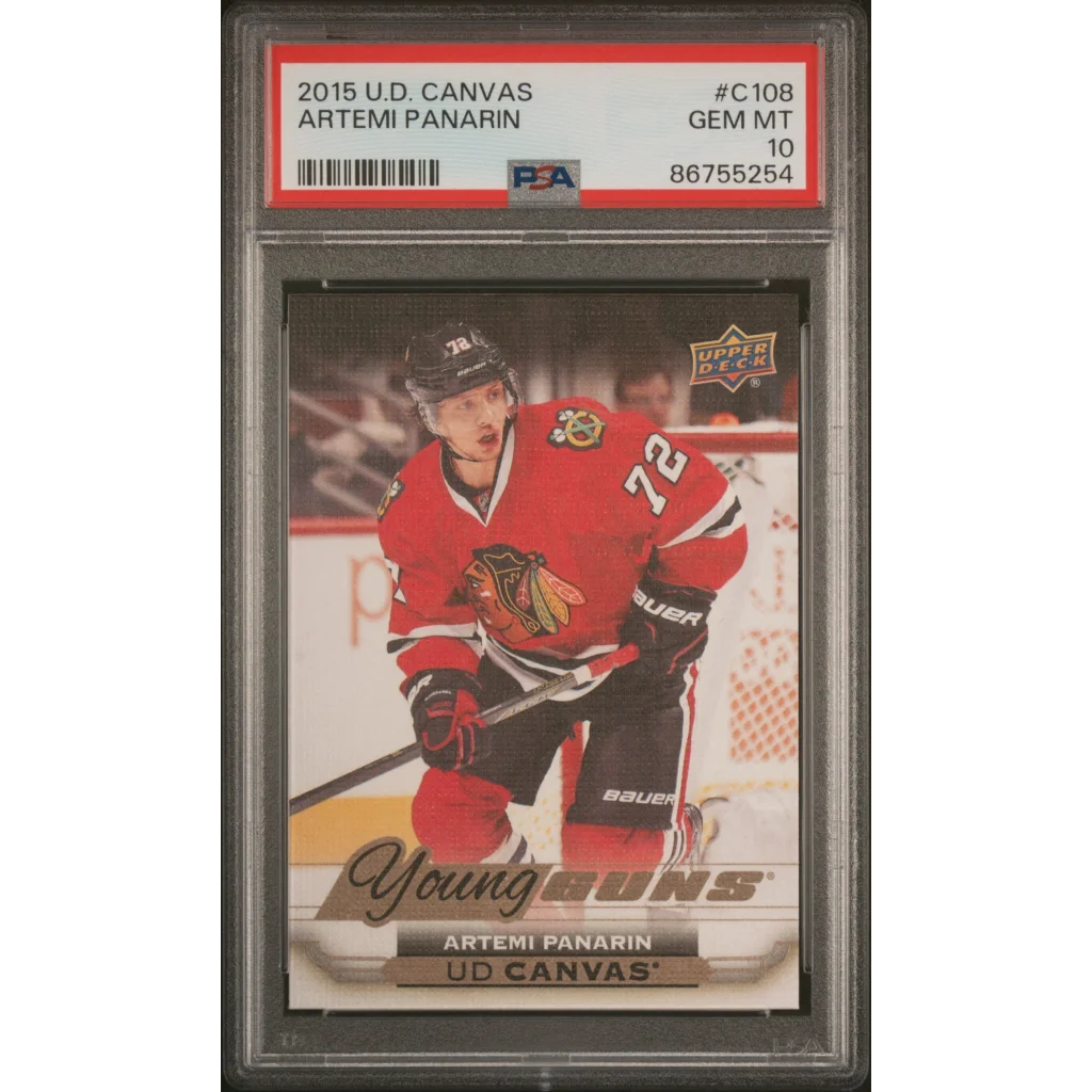 Graded 2015 Upper Deck Canvas Artemi Panarin #C108 Rookie RC Hockey Card PSA 10 Gem Mint | Hall of Fame Sports Memorabilia | vintageantiquesgifts.com