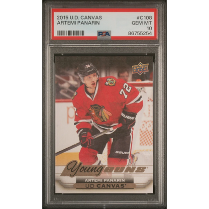 Graded 2015 Upper Deck Canvas Artemi Panarin #C108 Rookie RC Hockey Card PSA 10 Gem Mint | Hall of Fame Sports Memorabilia | vintageantiquesgifts.com