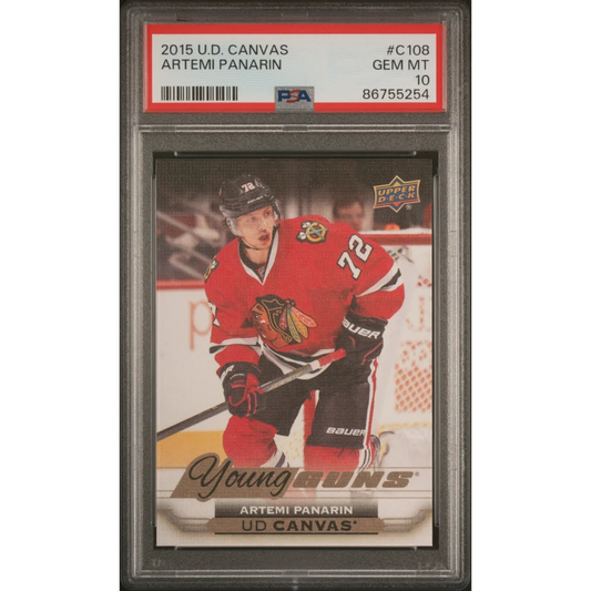 Graded 2015 Upper Deck Canvas Artemi Panarin #C108 Rookie RC Hockey Card PSA 10 Gem Mint | Hall of Fame Sports Memorabilia | vintageantiquesgifts.com